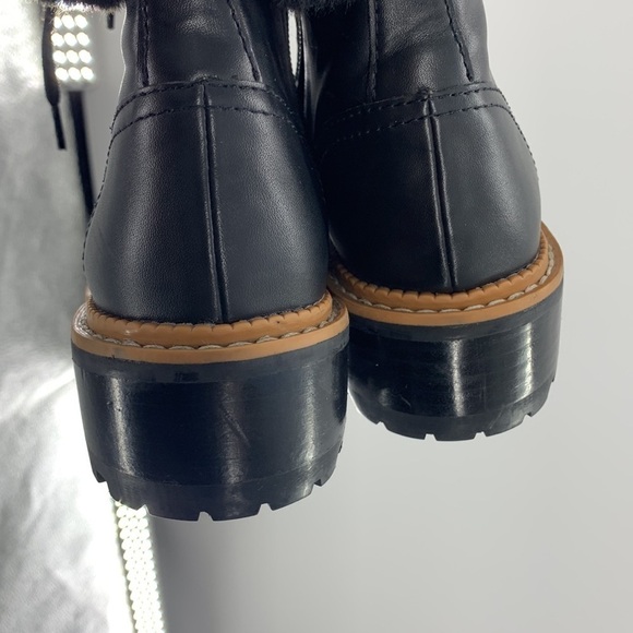 ABOUND BLACK CONSTRUCTION BLACK ZIPPER SIDE FAUX FUR BOOTS 5M - Picture 4 of 6